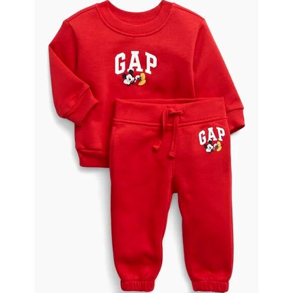 GAP Disney Mickey baby sweatshirt and pants 3-6 months set outfit red - Picture 6 of 6